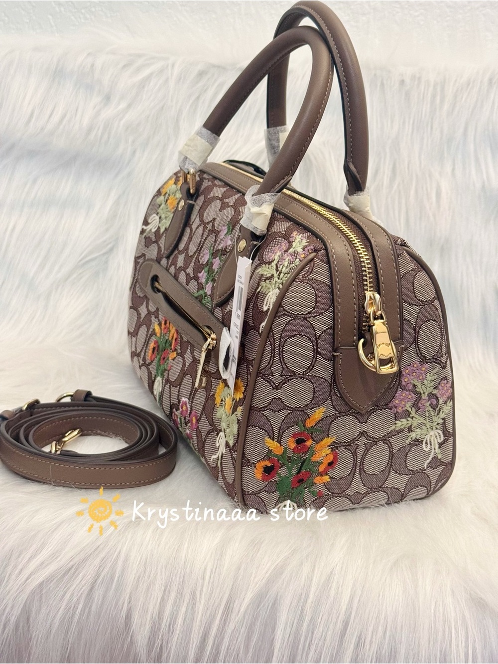 NWT Coach CDZ01 Rowan Satchel Bag In Signature Jacquard With Floral Embroidery - Picture 6 of 13